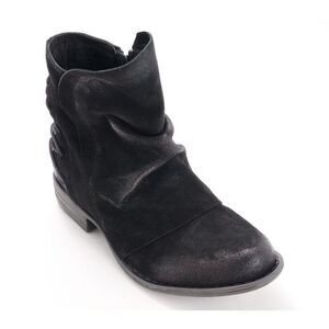 Miz Mooz Black distressed Suede Ankle Boot with Subtle Shine
